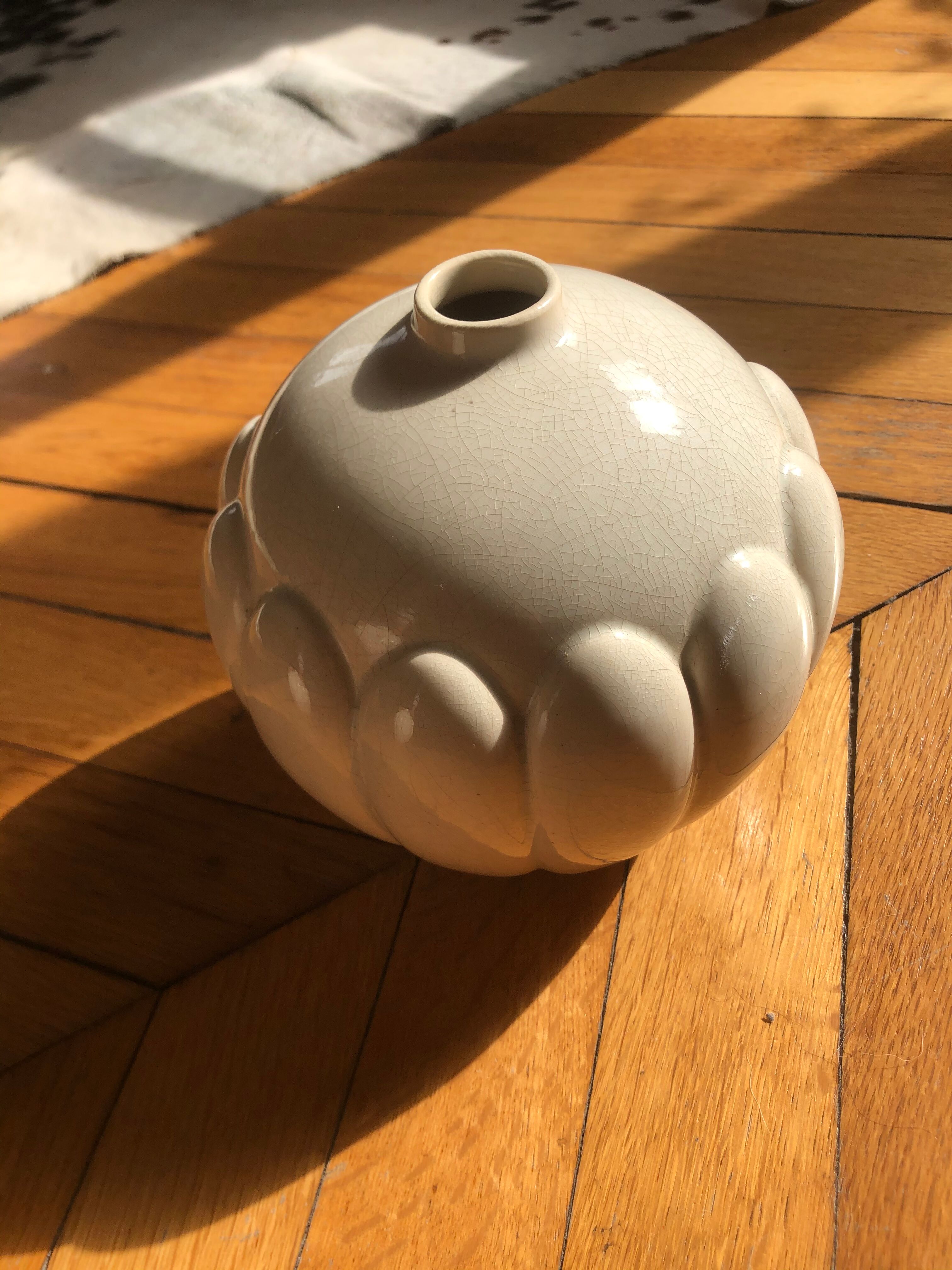 Art deco earthenware ball vase of saint clement