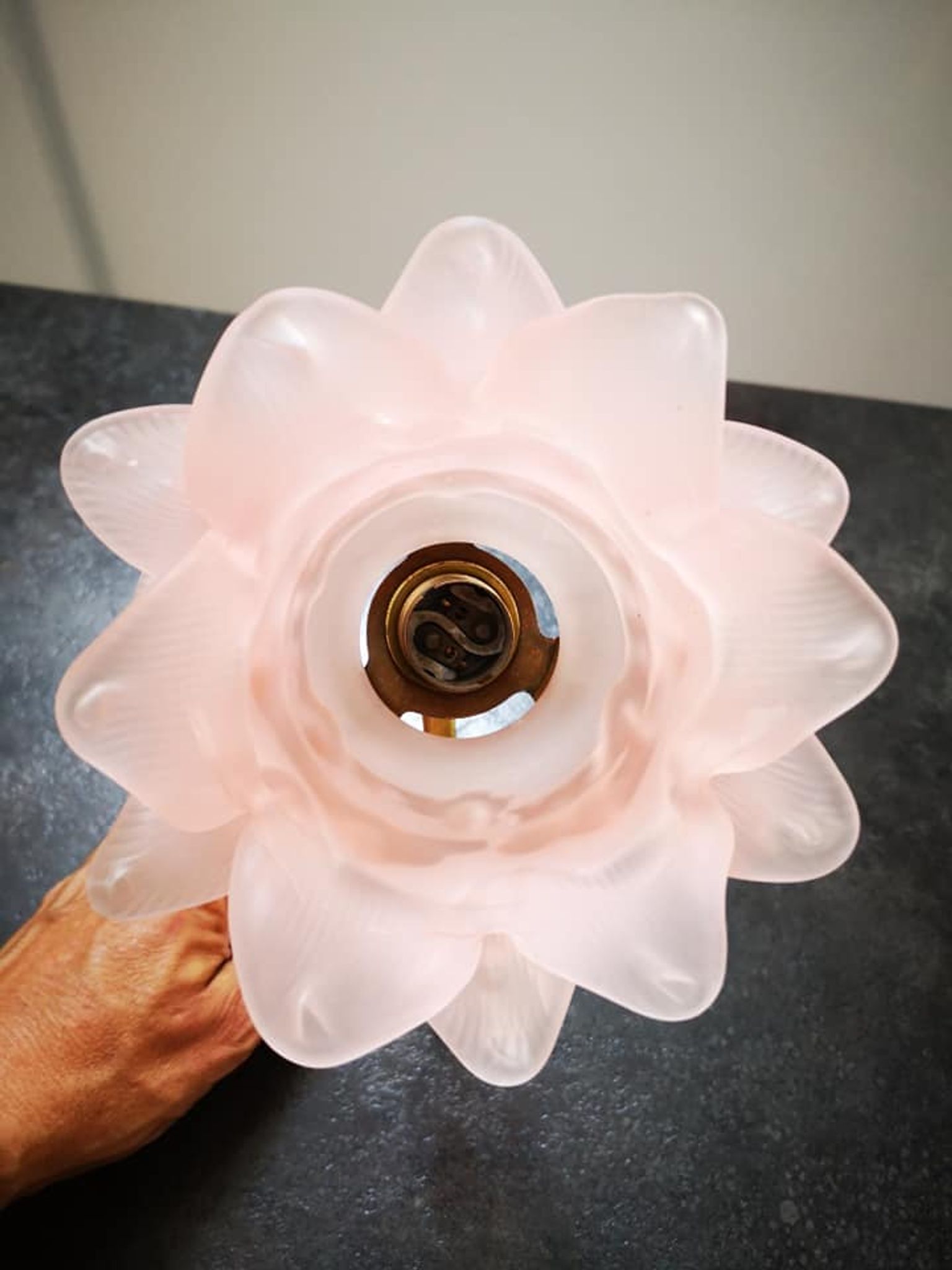Wall lamp old tulip glass paste pink porcelain / brass art deco art deco 1920 n°2
