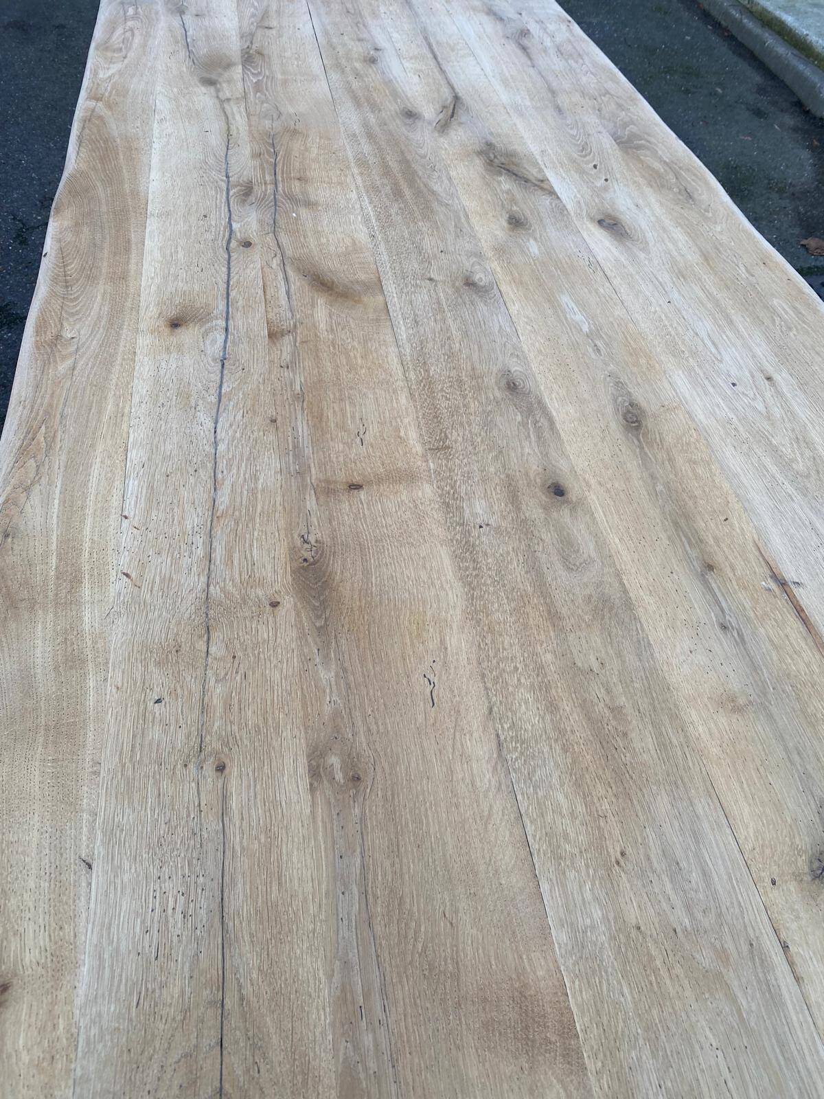 Restored 19th-century monastery dining table in solid oak, 220cm