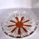Vintage cut crystal pocket bowl with amber centre – 1960s/70s