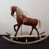 Rocking horse made of wood, fabric and natural horsehair, 1940-1950