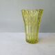 Large Czech vase in pressed glass, tinted yellow with geometric shapes.