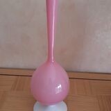 Pink opaline vase white base