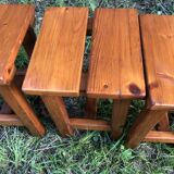 Old rustic vintage brutalist wooden stools