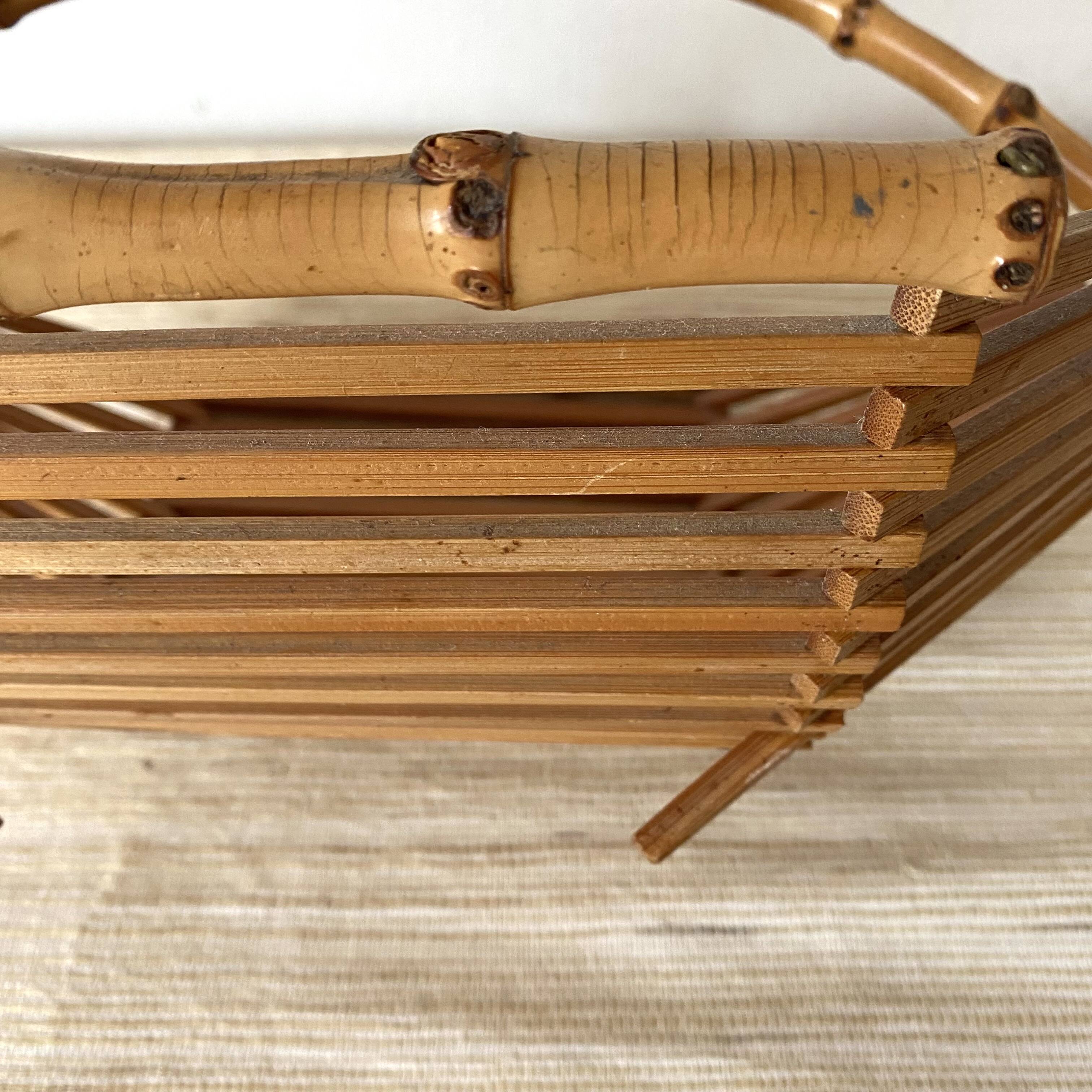 50s bamboo fruit basket