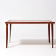 Table basse scandinave en teck et tablette en cuivre