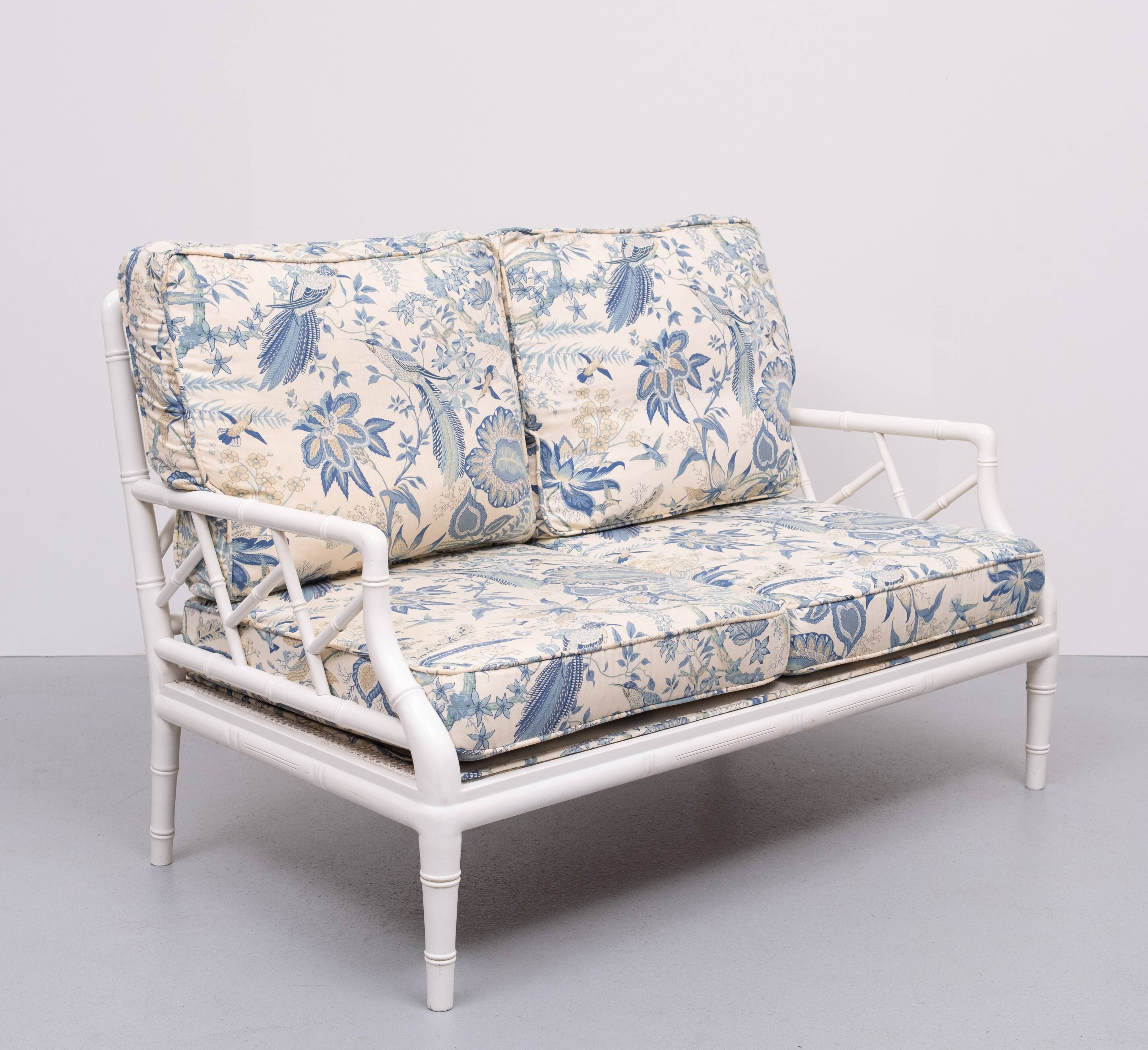 Faux Bamboo Chippendale Two seat Sofa 1970s France