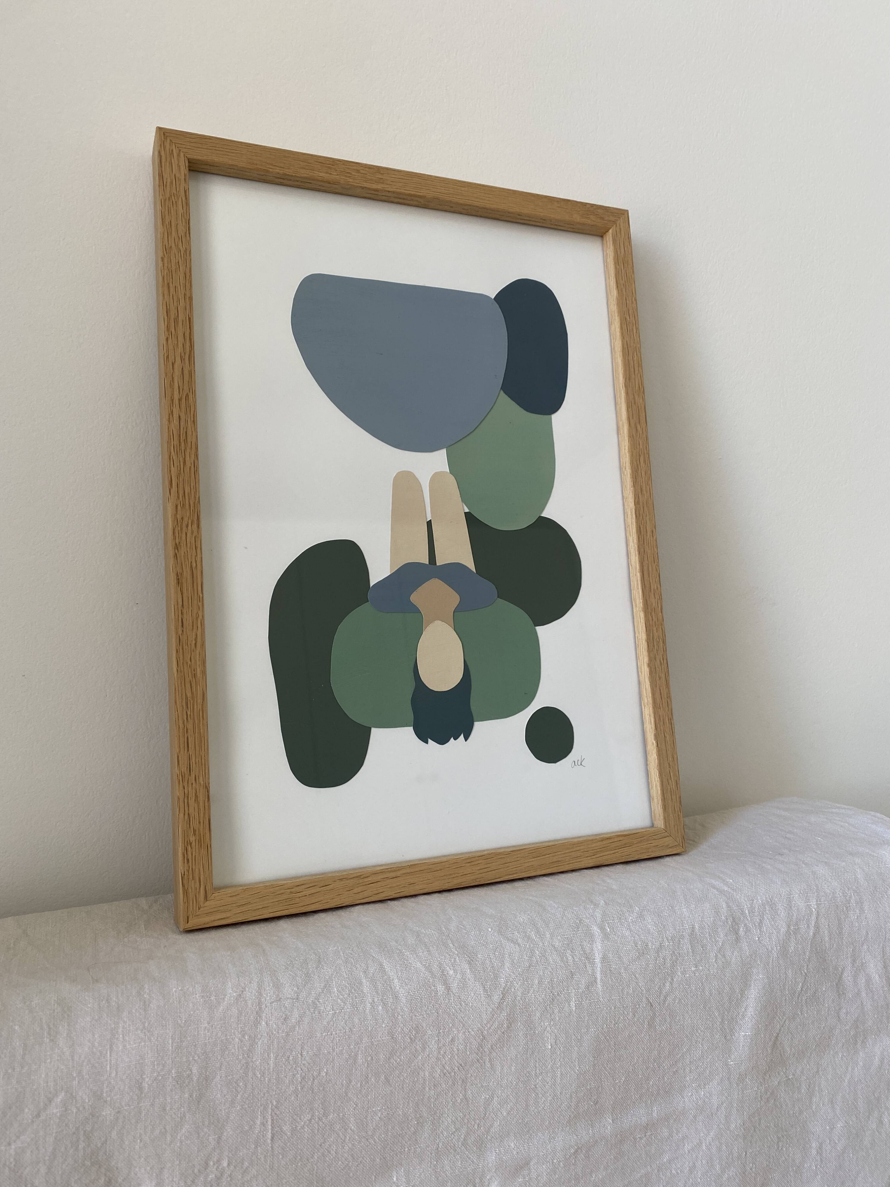 Original painting - blue clouds - framed - signed ackeogh