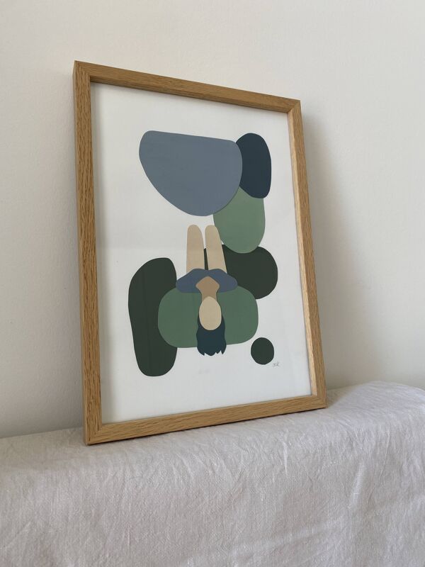 Peinture originale - blue clouds - encadré - signé ackeogh