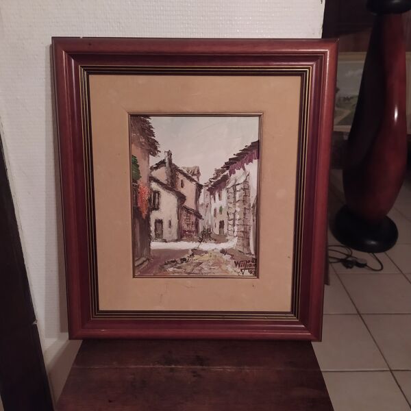 Huile sur toile signée Joêl William 1993 rue du Pays Basque
