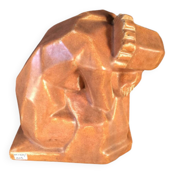 Angelo Hecq / Roger Guérin "Femme Nue" en grès de style cubiste - circa 192