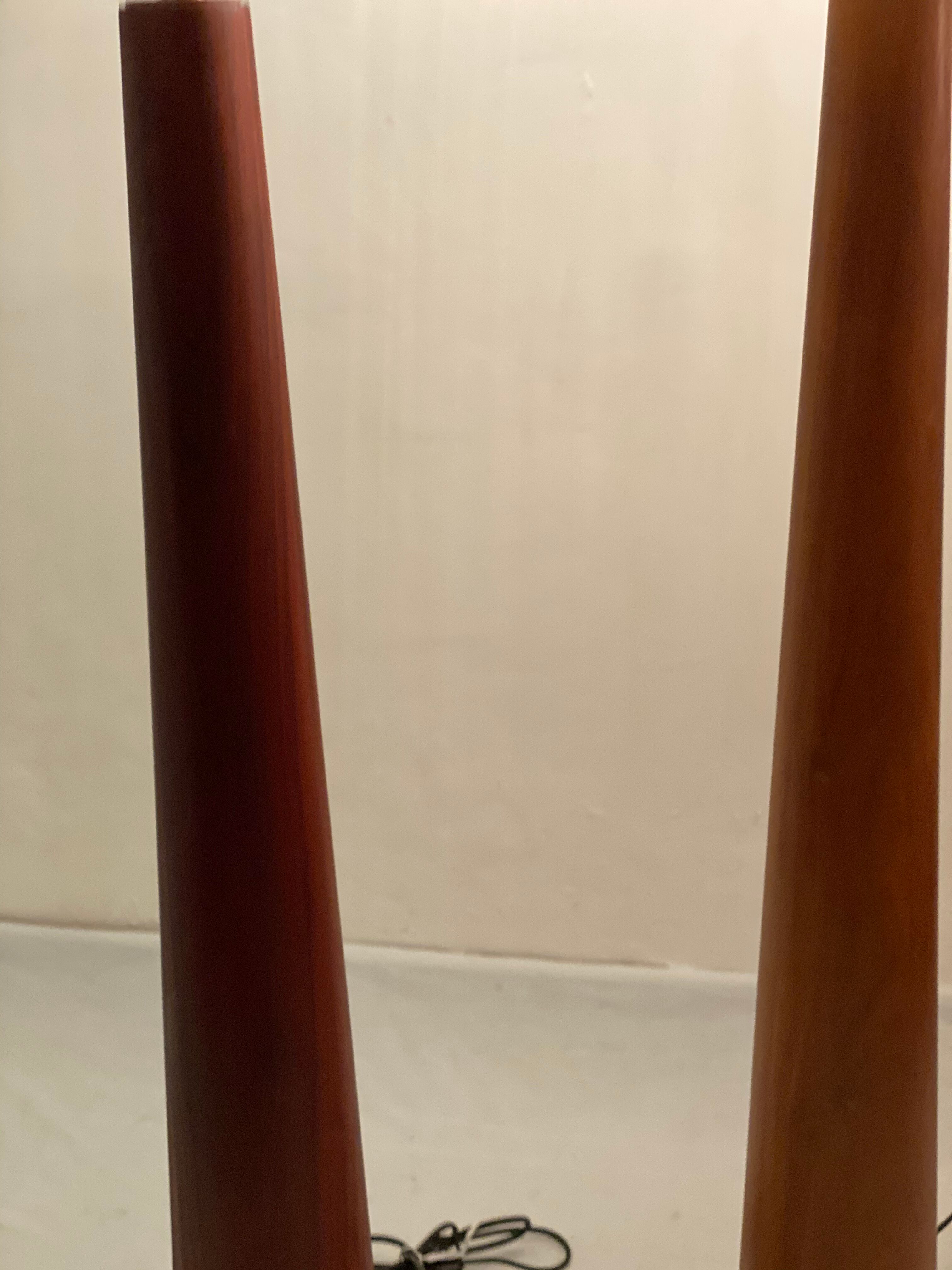 Pair of Bespoke Massive Teak Floor Lamps