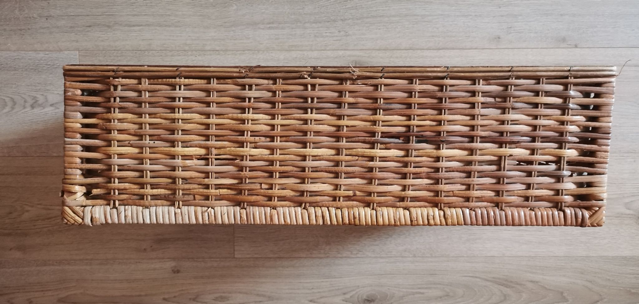 Grand tiroir panier osier rotin vintage ancien