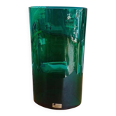 Vase design vintage en verre vert émeraude