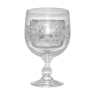 Large Old blown glass engraved with XIXth acid "AMITIE" - Blown glass