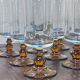 Set of 9 Vintage Amber Stemmed Glasses – 1970s