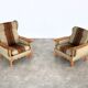 vintage brutalist oak armchair