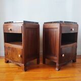 Pair of Art Deco walnut bedside tables
