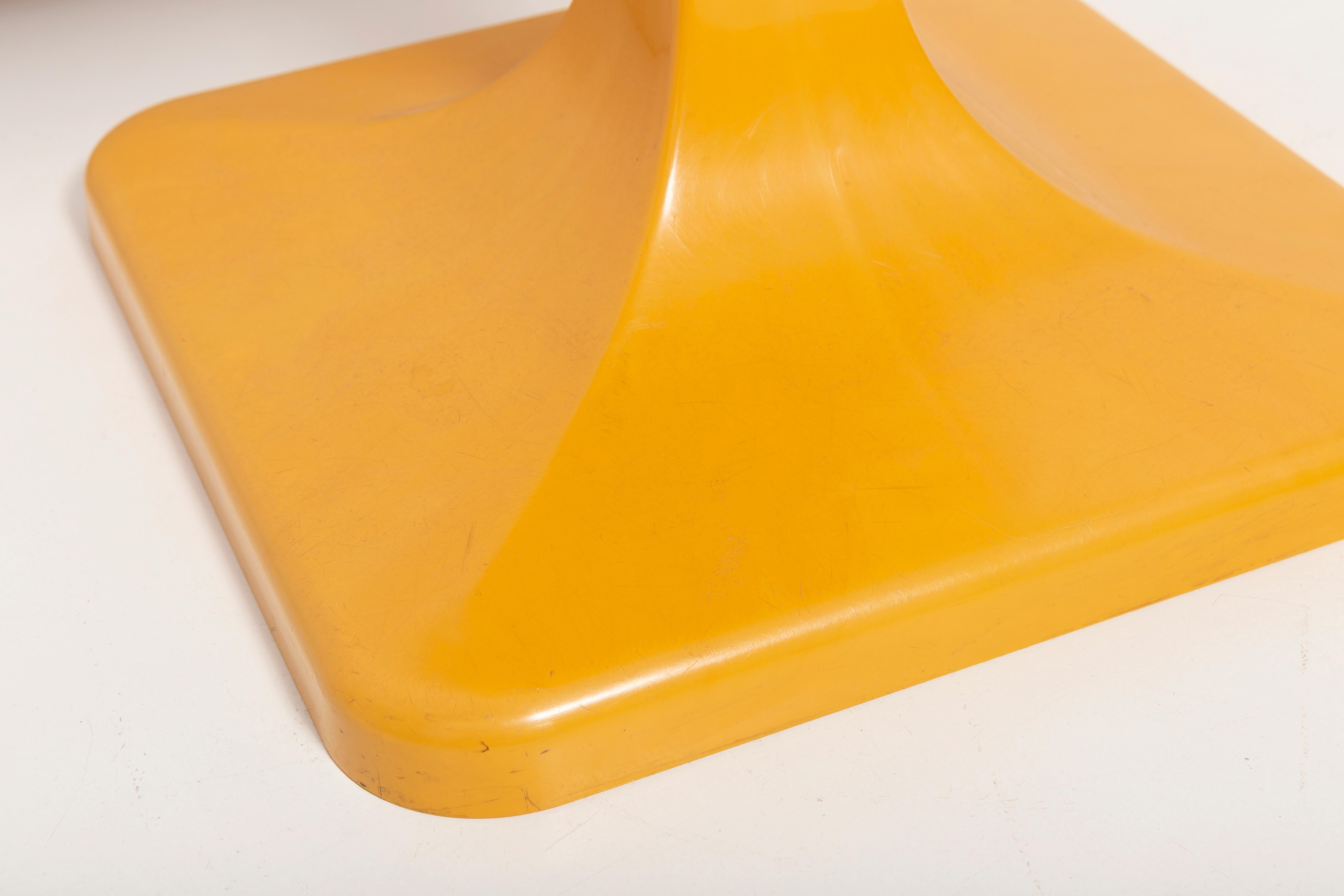 Mid-century mustard yellow floral stool, Poland, 1970s