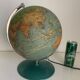 Vintage 1960s Perrina glass globe, green lacquered, world map - 33 cm