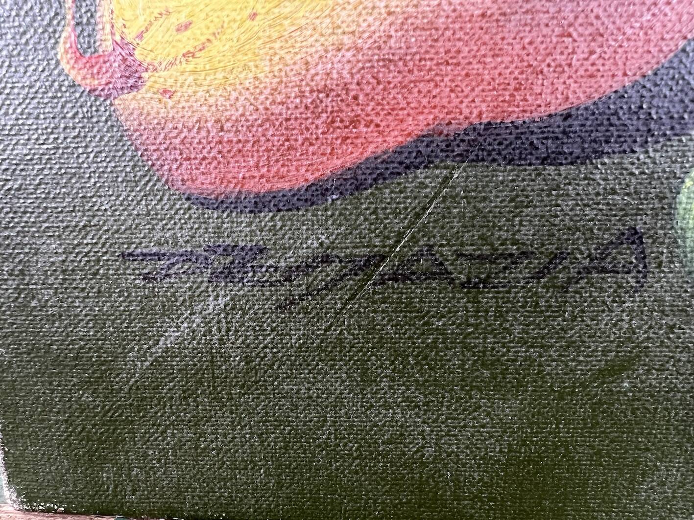 Table painting fruit basket with pears