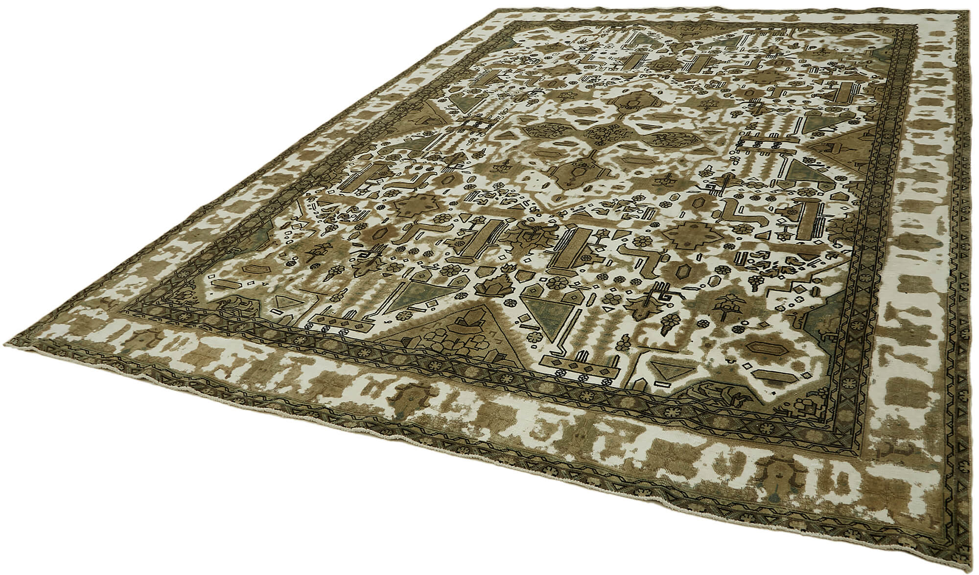 Hand-Knotted Anatolian One of a Kind 1970s 280 cm x 365 cm Beige Wool Carpet