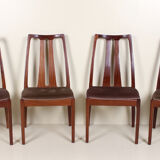 Table of dining room chairs in teak and retro vintage 1970s Nathan