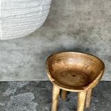 Very large Japanese-style natural rattan and linen pendant light in the shape of a drop H65 D70