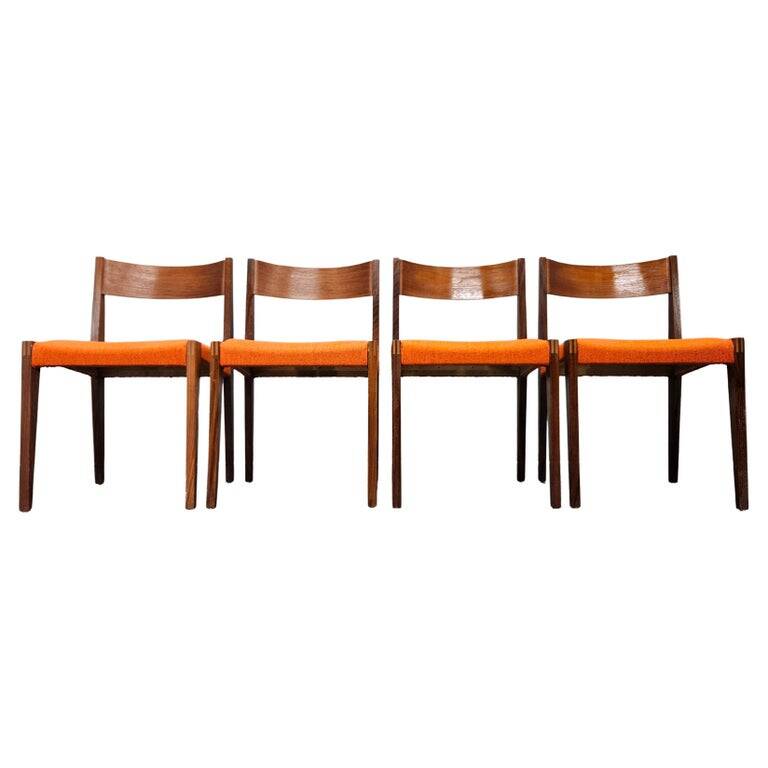 Set of Four Rare Teak PIA Chairs by Poul Cadovius, Girsberger, Denmark, 1960s