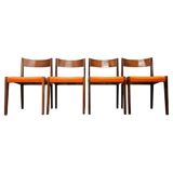 Set of Four Rare Teak PIA Chairs by Poul Cadovius, Girsberger, Denmark, 1960s