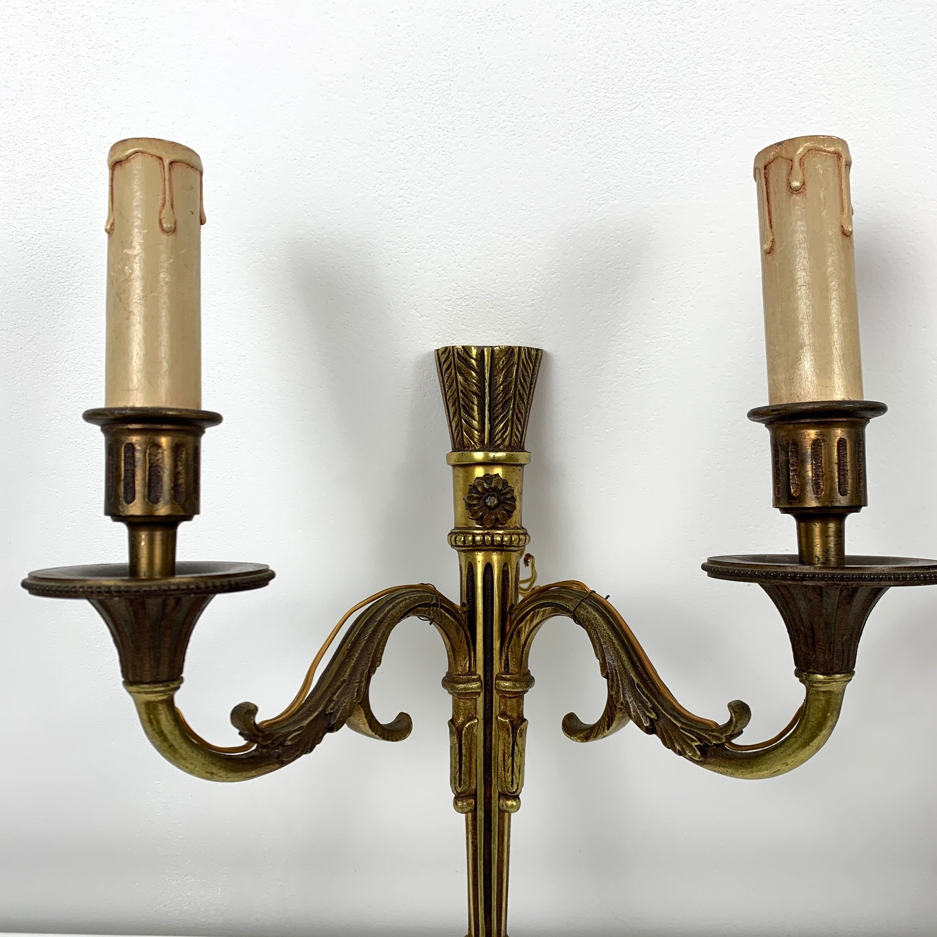 Pair of gold bronze wall ligt old or Empire Carquois Fleche Lucien Gau Paris
