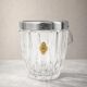 Small transparent crystal ice bucket Demeyere with stainless steel handle.