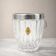 Small transparent crystal ice bucket Demeyere with stainless steel handle.