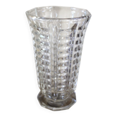 Vase sur pied en Verre ciselé transparent vintage