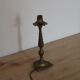 Vintage lamp base in patinated gold metal – foliage decor – 25 cm