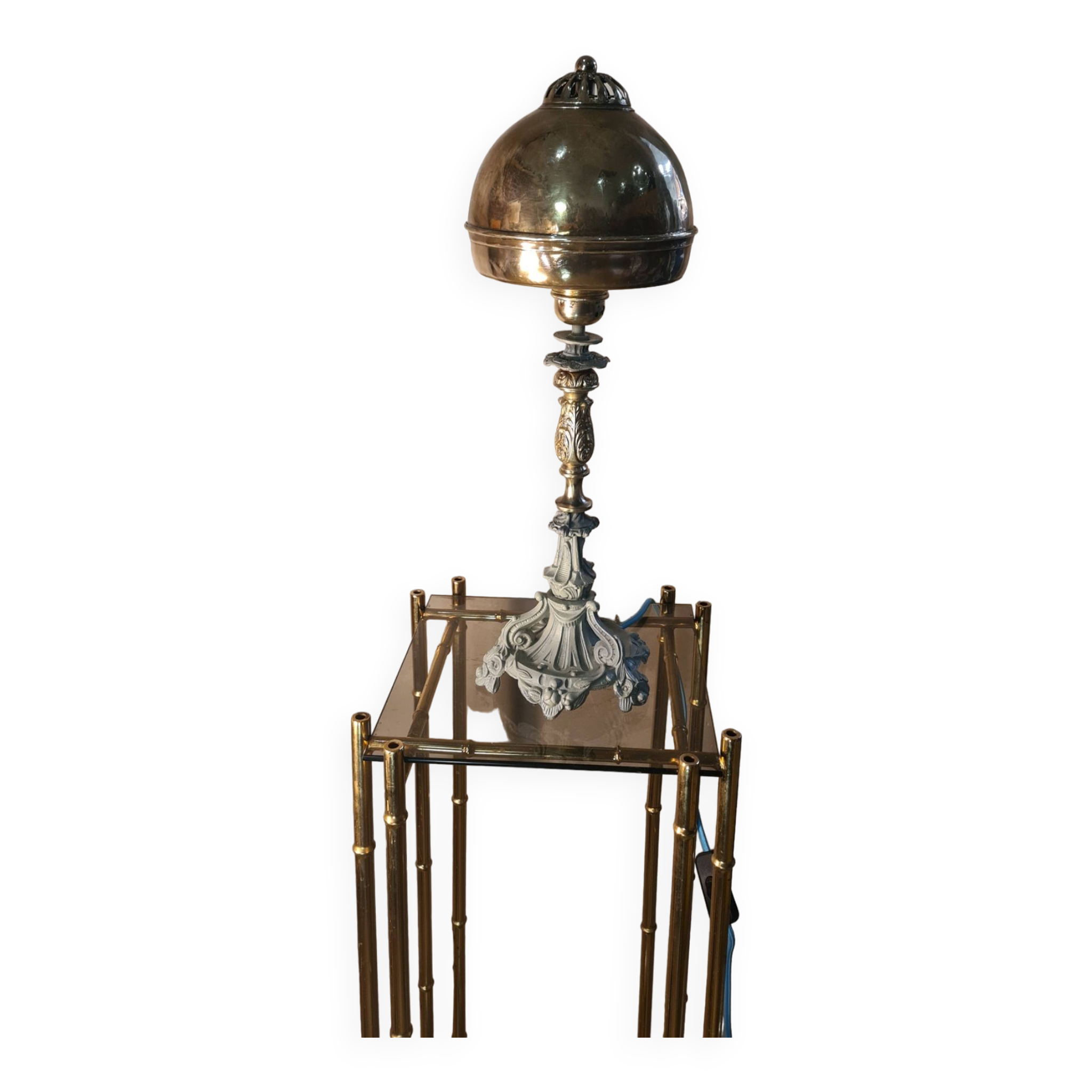 lamp, modernism, bronze, brass, metal, art nouveau 47x15 elec ok