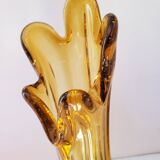 Bubbled amber glass vase from Biot