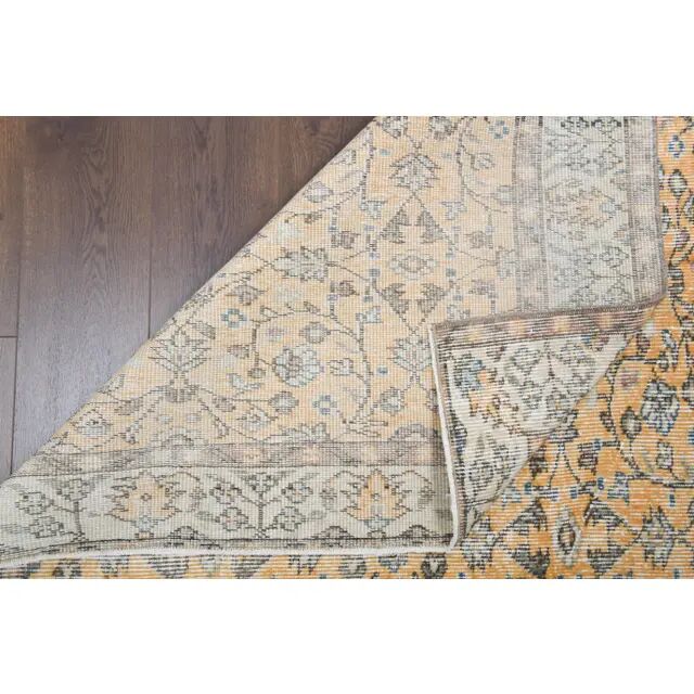 Vintage Turkish handmade wool cotton orange rug 147x251
