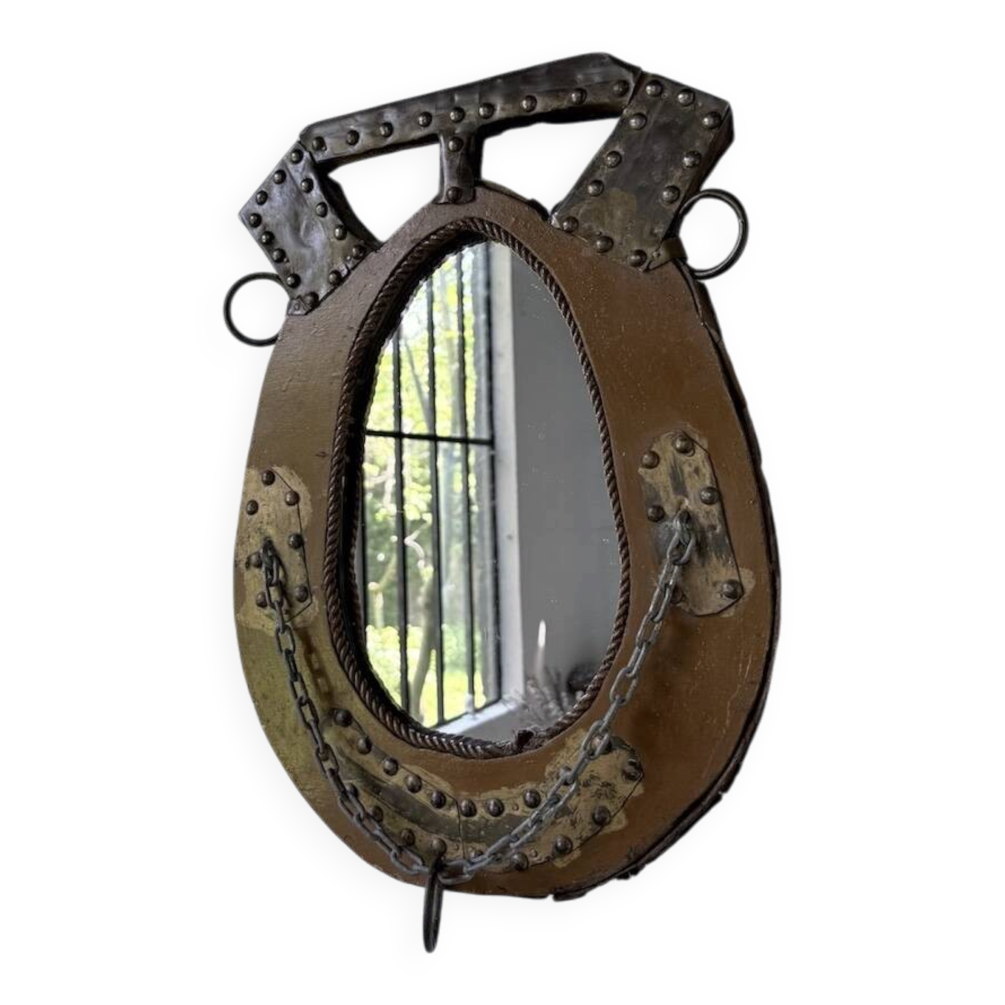 Miroir artisanal brutaliste « cheval »