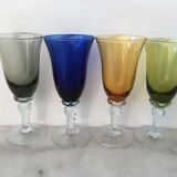 Set of four colored blown glasses