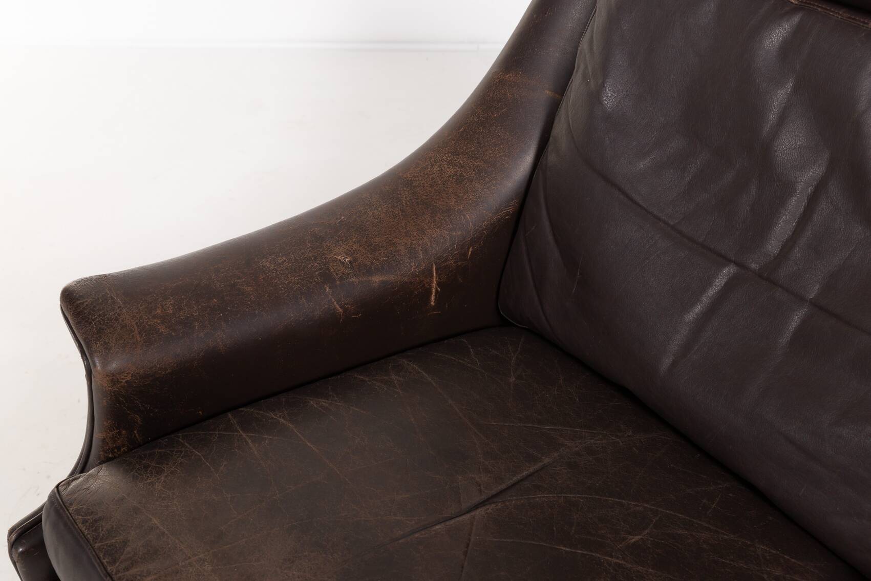 Fauteuil danois en cuir marron, 1960