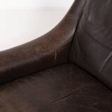 Fauteuil danois en cuir marron, 1960