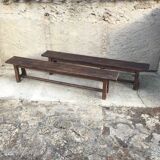Pair of solid oak monastery benches