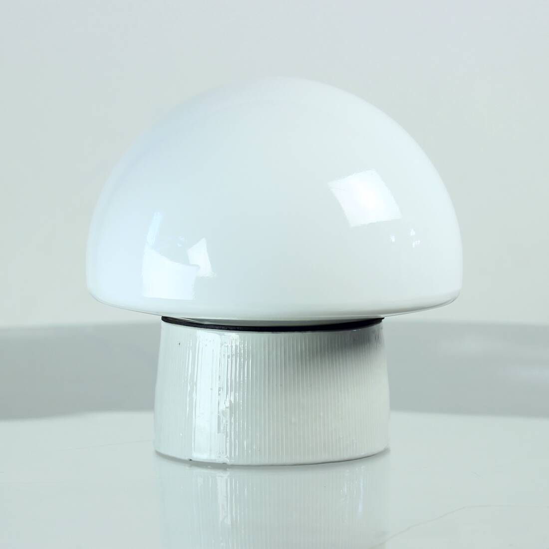 Mid Century Ceiling Or Wall Lamp In Ceramic & White Opaline Glass, Czechosl
