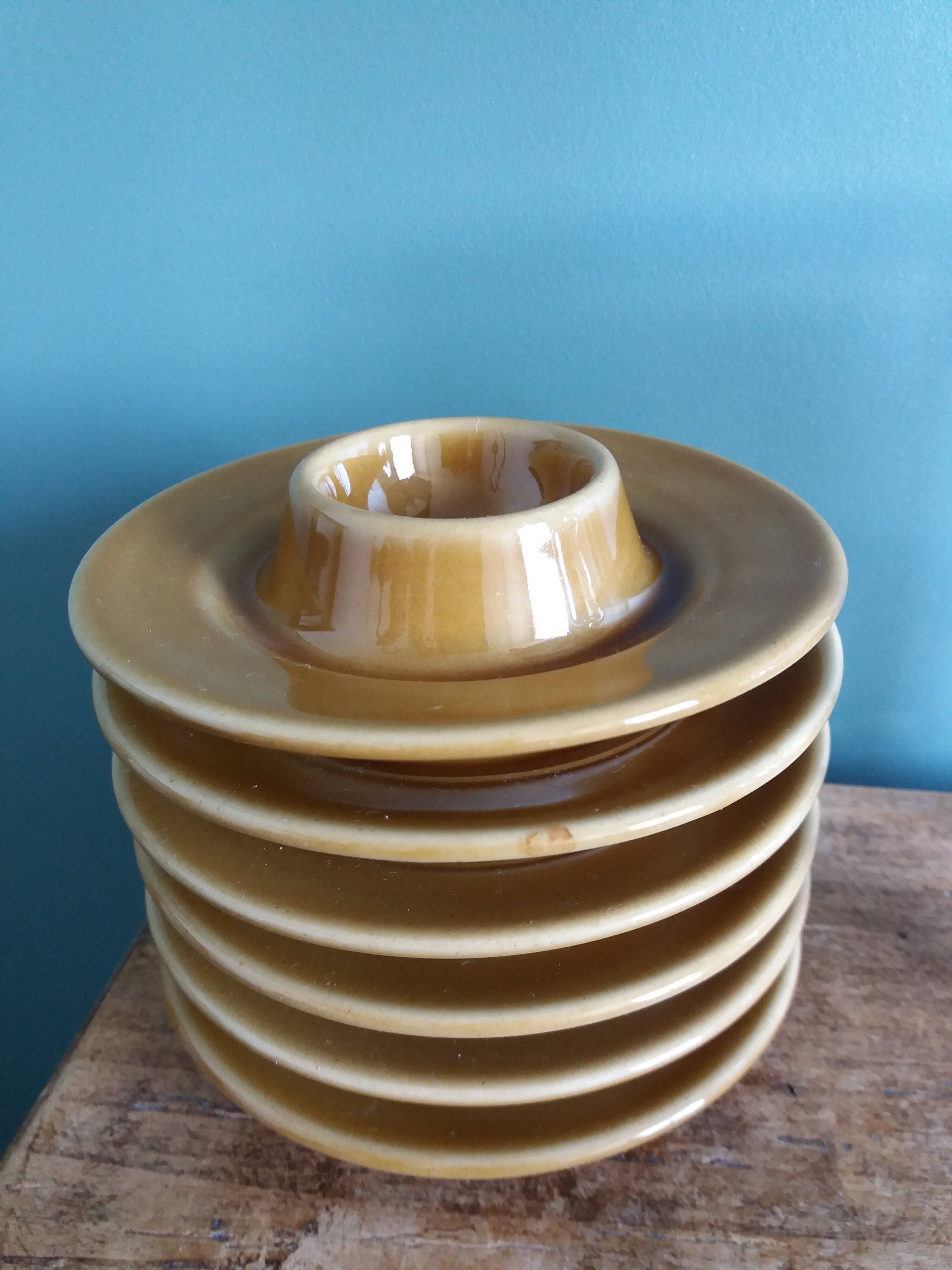 Tulowice egg cups, Poland, caramel and mustard glaze