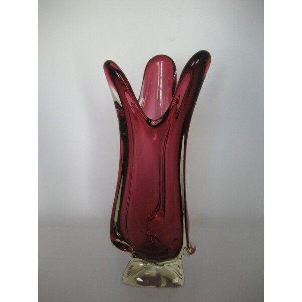 Vase vintage en verre Val Saint Lambert