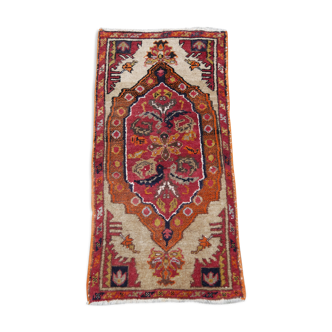 Handmade Oriental Carpet Turkish Vintage Anatolia 47x94cm