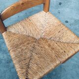 Rustic Oak and Rush High Ladder Back Dining Chairs, Belgium, 1950s, Set of 6