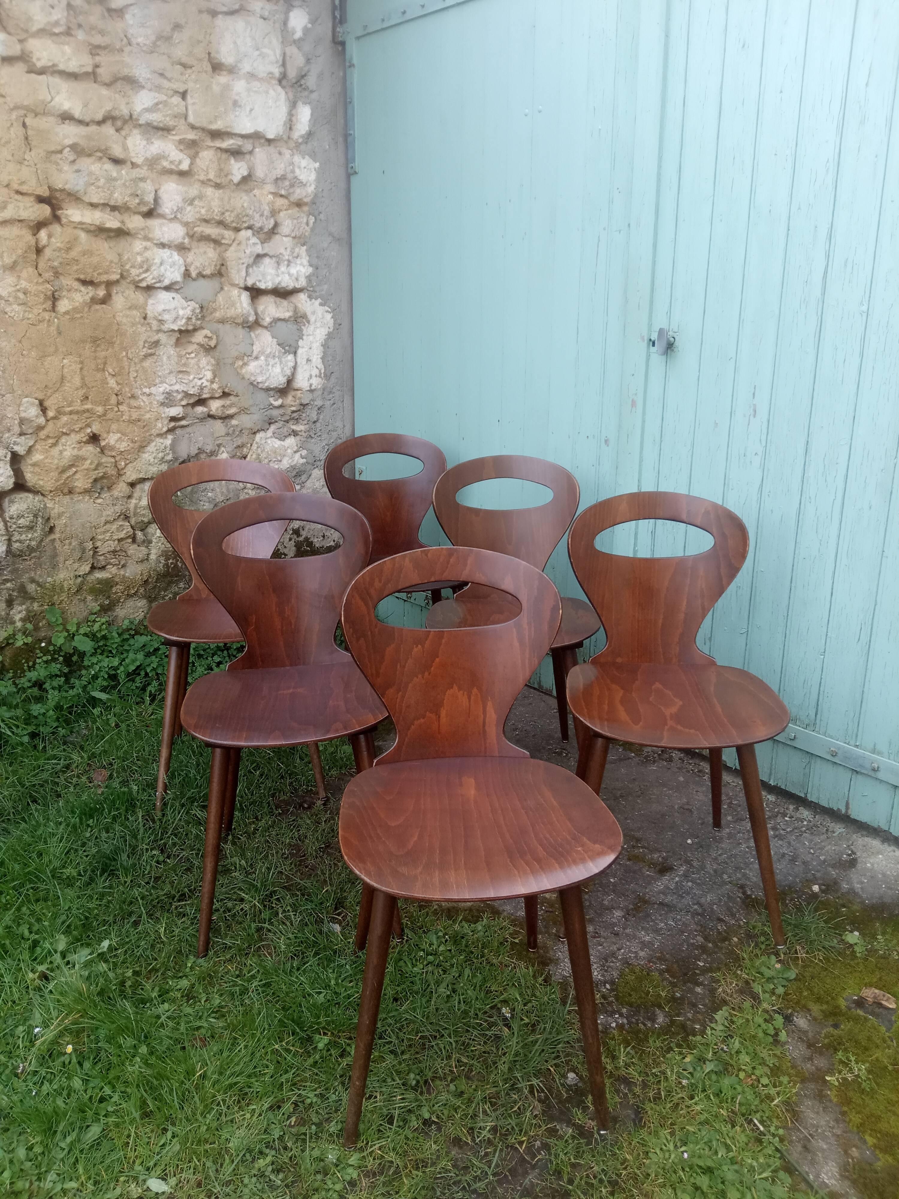 Lot de 6 chaises bistrot Baumann modèle "Fourmi"