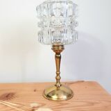 Vintage table lamp, brass foot and glass globe